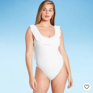 White Scoop Neck One Piece